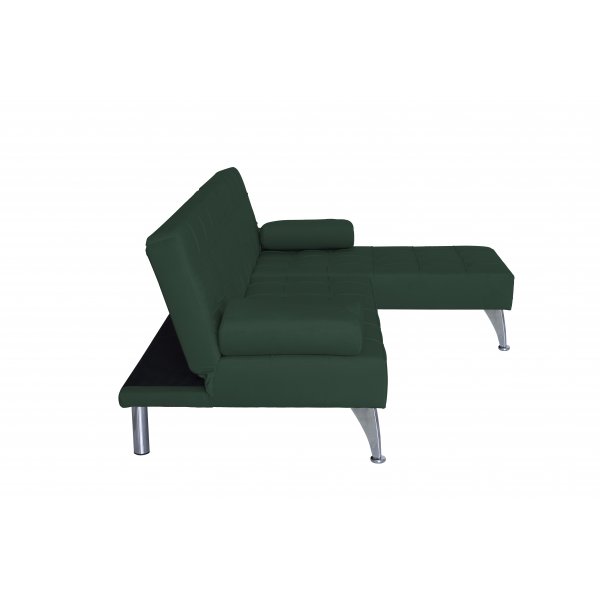 Divansoffa i gr�n sammet med b�ddfunktion