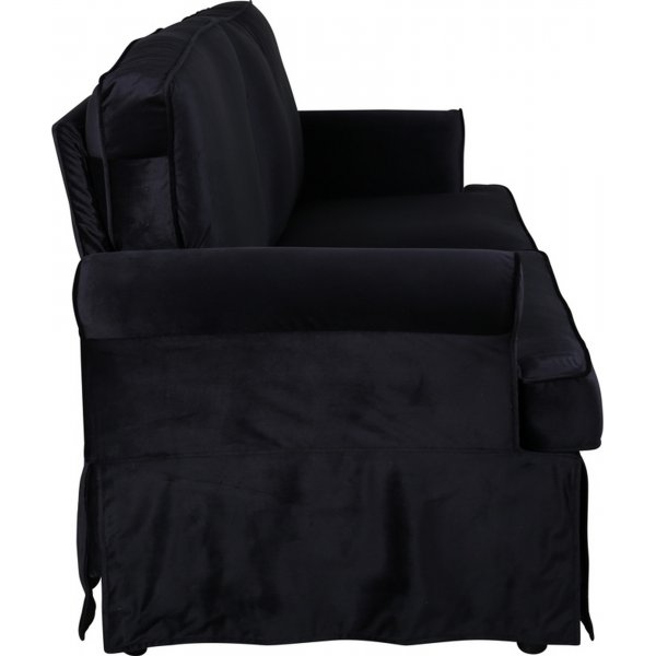 Soffa 2-sits med kjol - Svart sammet - 191 cm bred