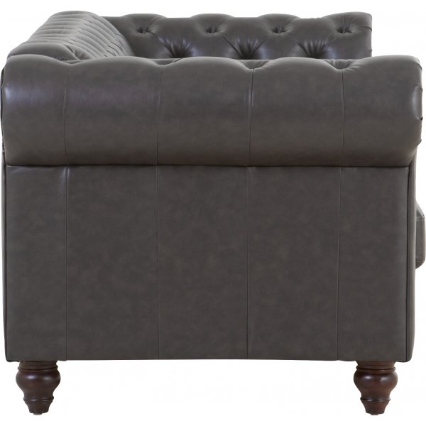 Soffa chesterfield 3-sits 219 cm mörkbrunt konstläder + Textilvård för möbler Soffa chesterfield 3-sits 219 cm mörkbrunt konstläder + Textilvård för möbler