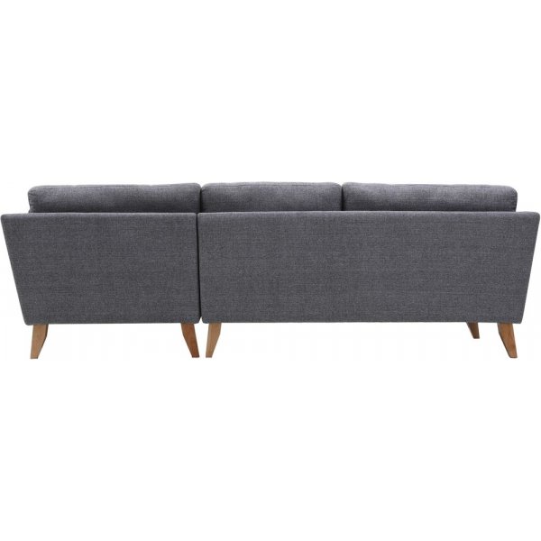 Soffa med divan gr�tt tyg - 260 cm bred