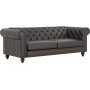 Soffa chesterfield 3-sits 219 cm mörkbrunt konstläder + Textilvård för möbler Soffa chesterfield 3-sits 219 cm mörkbrunt konstläder + Textilvård för möbler