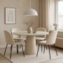 Matgrupp Lanzo �120 cm med 4 st Astrid stolar i beige sammet