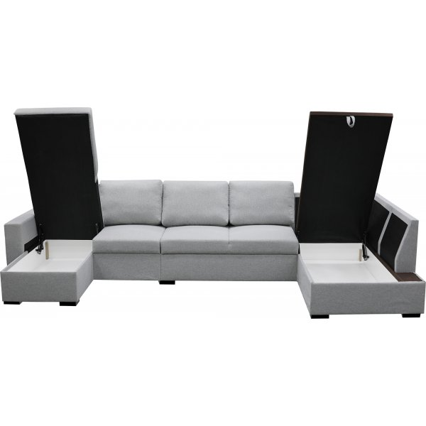 U-soffa med f�rvaring 367 cm gr�