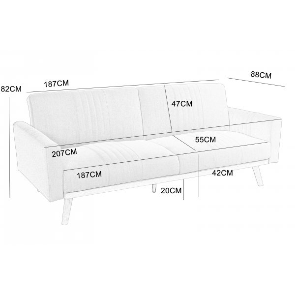 Borl�nge gr� b�ddsoffa 207 cm bred