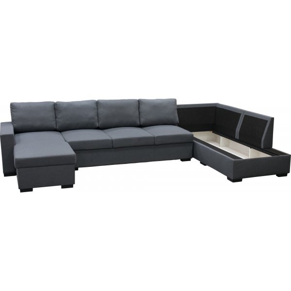 Solna m�rkgr� v�ndbar U-soffa 367 cm + M�beltassar