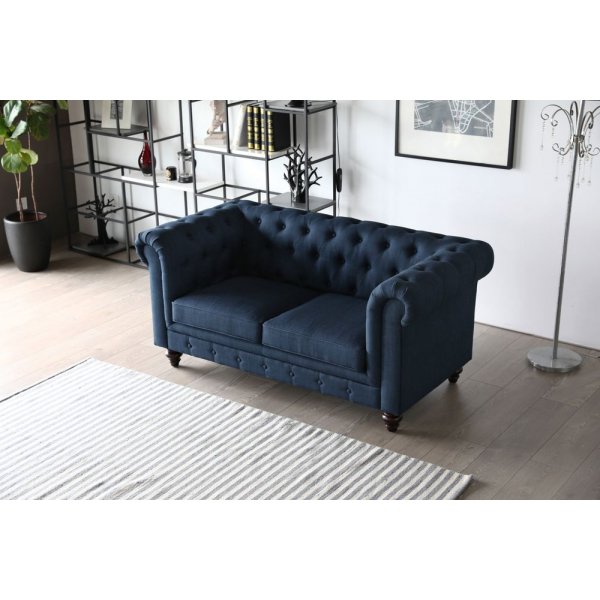 Chesterfield 2-sits soffa bl� - Herron