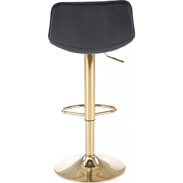 Barstol svart sammet med guldfot - Sitth�jd 62-84 cm + Textilv�rd f�r m�bler
