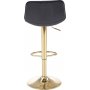 Barstol svart sammet med guldfot - Sitth�jd 62-84 cm + Textilv�rd f�r m�bler