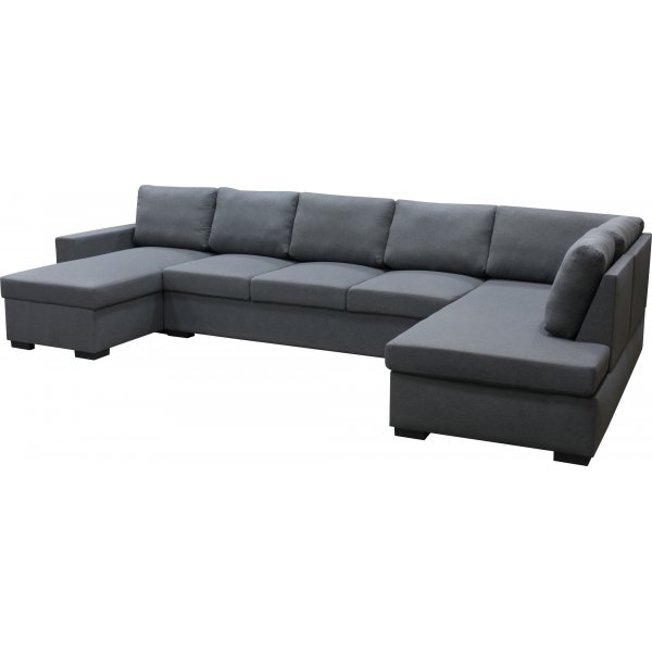 Solna m�rkgr� v�ndbar U-soffa 367 cm + M�beltassar