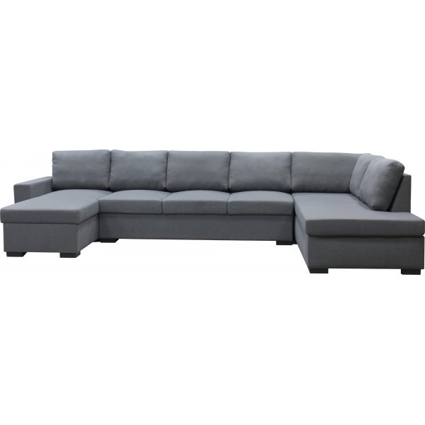 Solna m�rkgr� v�ndbar U-soffa 367 cm + M�beltassar