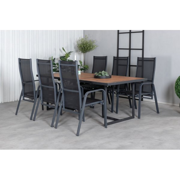 Khung utematgrupp med 6 st Copacabana stolar - Svart/Natur Khung utematgrupp med 6 st Copacabana stolar - Svart/Natur