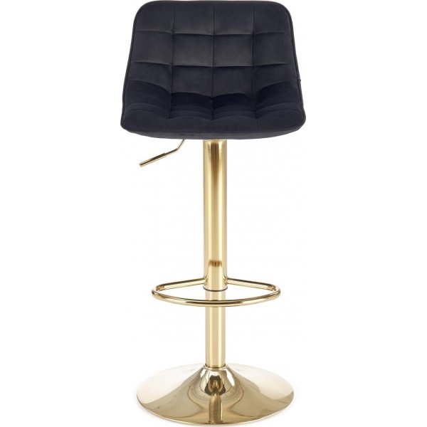 Barstol svart sammet med guldfot - Sitth�jd 62-84 cm + Textilv�rd f�r m�bler