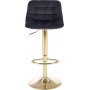 Barstol svart sammet med guldfot - Sitth�jd 62-84 cm + Textilv�rd f�r m�bler