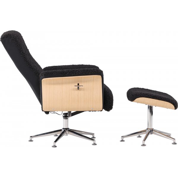 Hag�n reclinerf�t�lj med fotpall - Svart/oljad ek + Reng�ring f�r m�bler