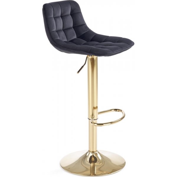 Barstol svart sammet med guldfot - Sitth�jd 62-84 cm + Textilv�rd f�r m�bler
