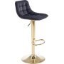 Barstol svart sammet med guldfot - Sitth�jd 62-84 cm + Textilv�rd f�r m�bler