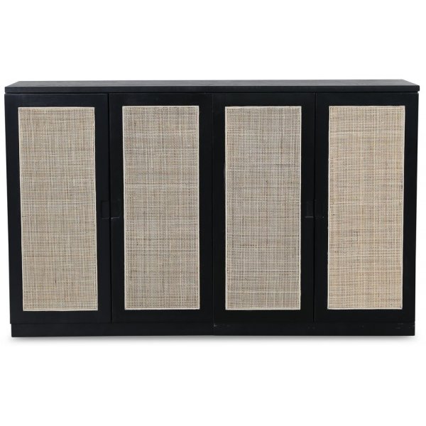 Level sideboard i svartbetsad ek med dörrar i rotting 140 cm Level sideboard i svartbetsad ek med dörrar i rotting 140 cm