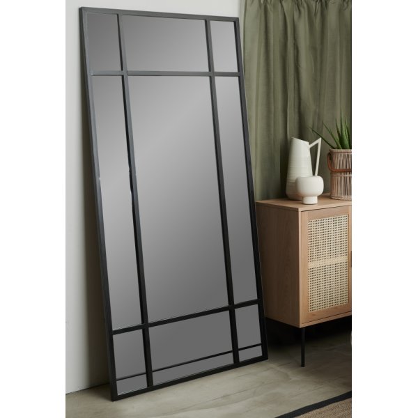 Marlon helkroppsspegel 200x100 cm - Metall/antiksvart + Karta med m�beltassar p� k�pet!