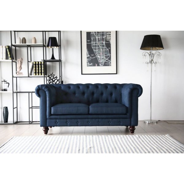 Chesterfield 2-sits soffa bl� - Herron