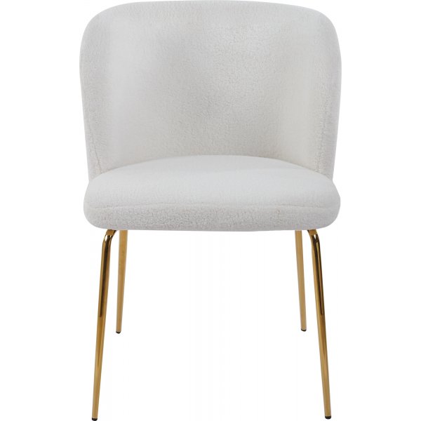 Matgrupp Lanzo �120 cm marmor beige med 4 st stolar i boucl� och m�ssingsben