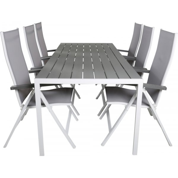 Break utematgrupp med 6 st Albany stolar - Gr�/Vit