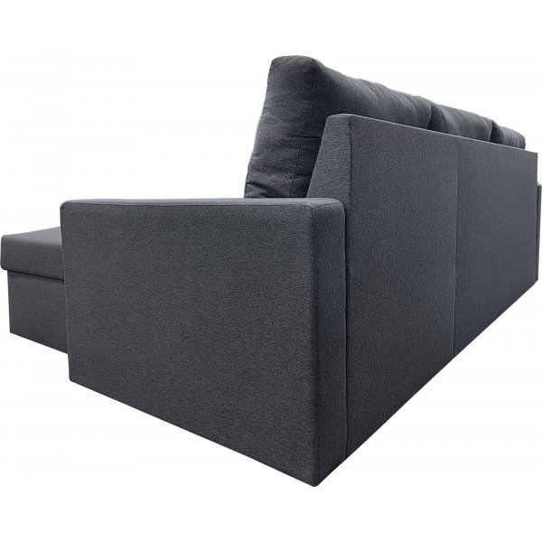 B�ddsoffa 220 cm bred m�rkgr� med f�rvaring