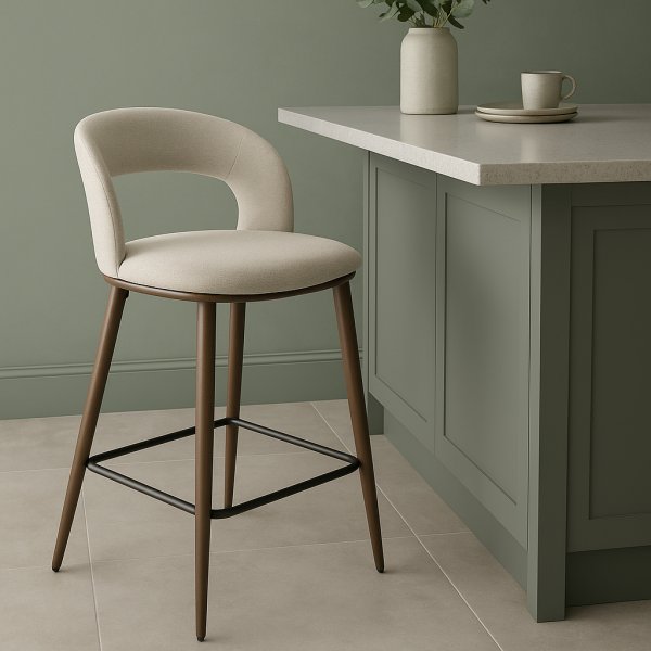 Barstol beige/valnöt sitthöjd 65 cm - Pelican + Textilvård för möbler Barstol beige/valnöt sitthöjd 65 cm - Pelican + Textilvård för möbler